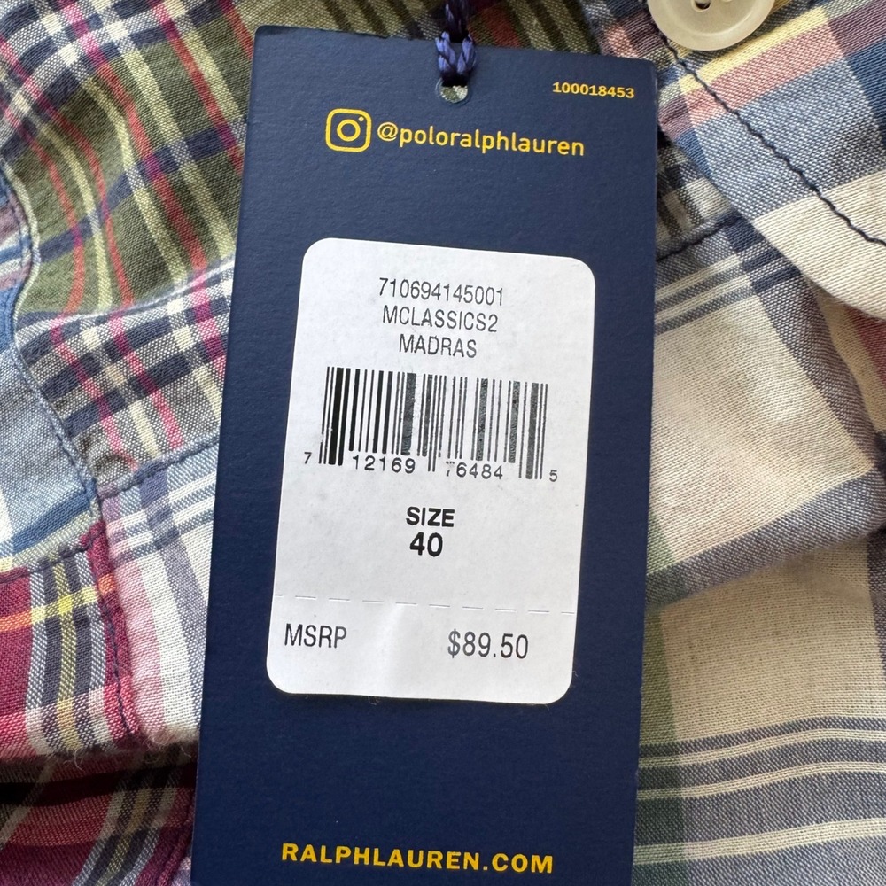 Polo Ralph Lauren Madras Patchwork Plaid Shorts Mens 40W Classic Fit 9"Multi NWT - Picture 5 of 9